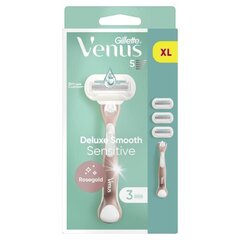 Gillette Venus Sensitive Rose Gold -höylä + 3 vaihtoterää hinta ja tiedot | Parranajo ja karvanpoisto | hobbyhall.fi