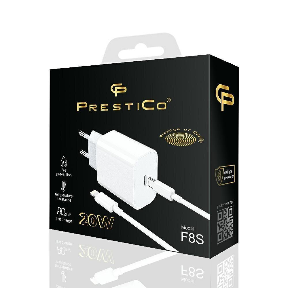 Prestico F8S USB-C + Lightning, 3A hinta ja tiedot | Puhelimen laturit | hobbyhall.fi