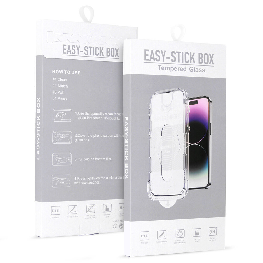 Suojalasi Easy Stick Box - iPhone 13 / 13 Pro / 14 hinta ja tiedot | Näytönsuojakalvot ja -lasit | hobbyhall.fi