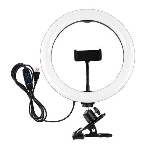 LED rengaslamppu 26cm, puhelinteline ja pidike, USB hinta ja tiedot | Valokuvaustarvikkeet | hobbyhall.fi
