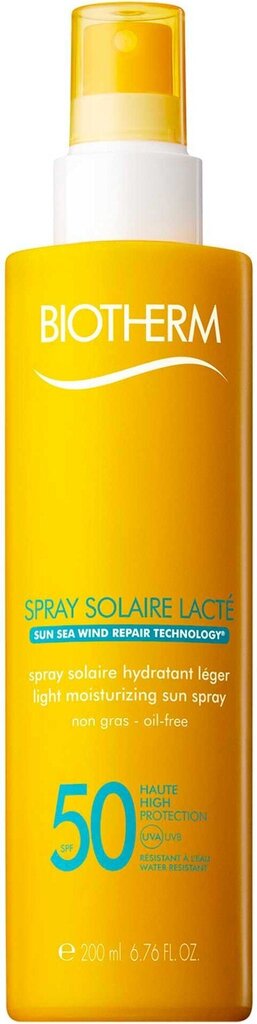 Biotherm SPF 50 Spray Solaire Lacto (Ultra Light Moisturizing Sun Spray) 200 ml hinta ja tiedot | Aurinkovoiteet | hobbyhall.fi