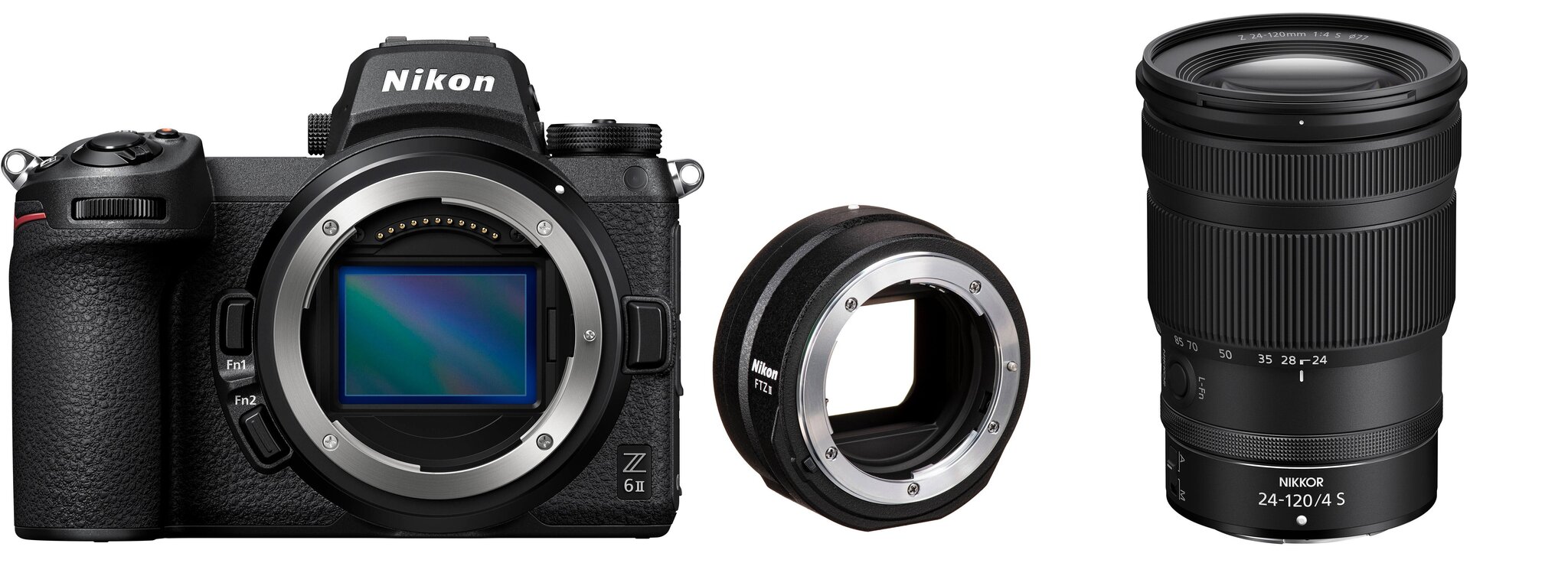 Nikon Z 6II/(Z6II)/(Z 6 II)/(Z6 II) + Nikkor Z 24-120mm f/4 S + FTZ II -kiinnityssovitin hinta ja tiedot | Kamerat | hobbyhall.fi