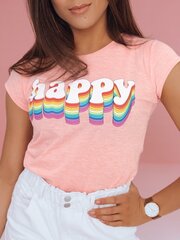 naisten vaaleanpunainen Happy T-paita hinta ja tiedot | Naisten T-paidat | hobbyhall.fi