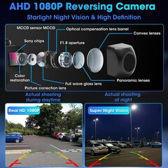 AHD P057 peruutuskamera, 1080P, 5 tuumaa, IP68, pimeänäkö, 140° hinta ja tiedot | Autokamerat | hobbyhall.fi