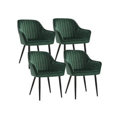 4 kpl. tuolien sarja pehmeillä käsinojilla, vihreä väri, suorat linjat hinta ja tiedot | Songmics Huonekalut ja sisustus | hobbyhall.fi