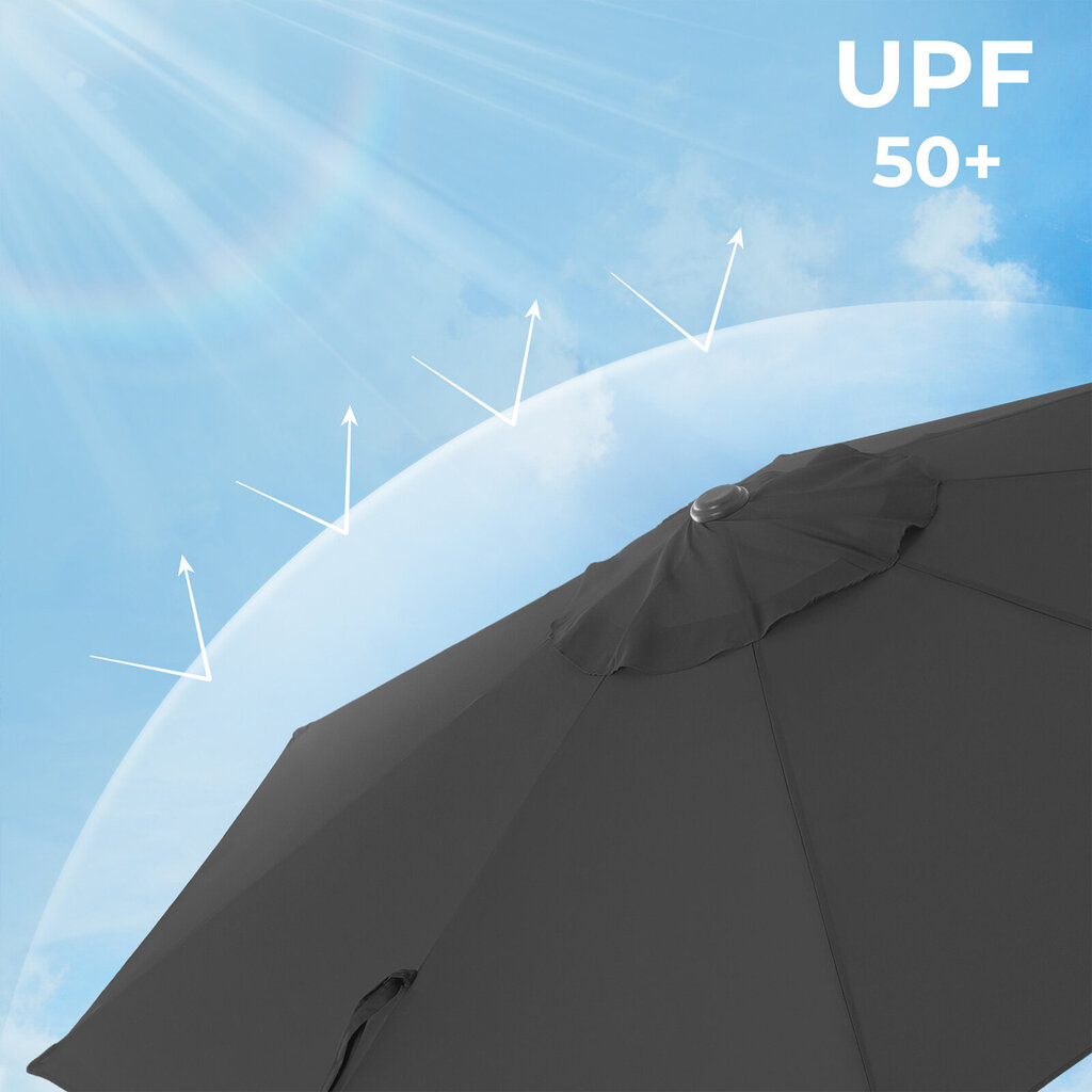 Aurinkovarjo Ø 300 cm, harmaa väri hinta ja tiedot | Aurinkovarjot ja markiisit | hobbyhall.fi