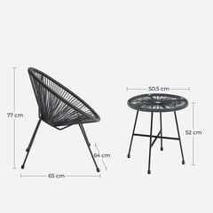 Puutarhatuolit lasipöydällä, musta hinta ja tiedot | Puutarhakalusteet | hobbyhall.fi
