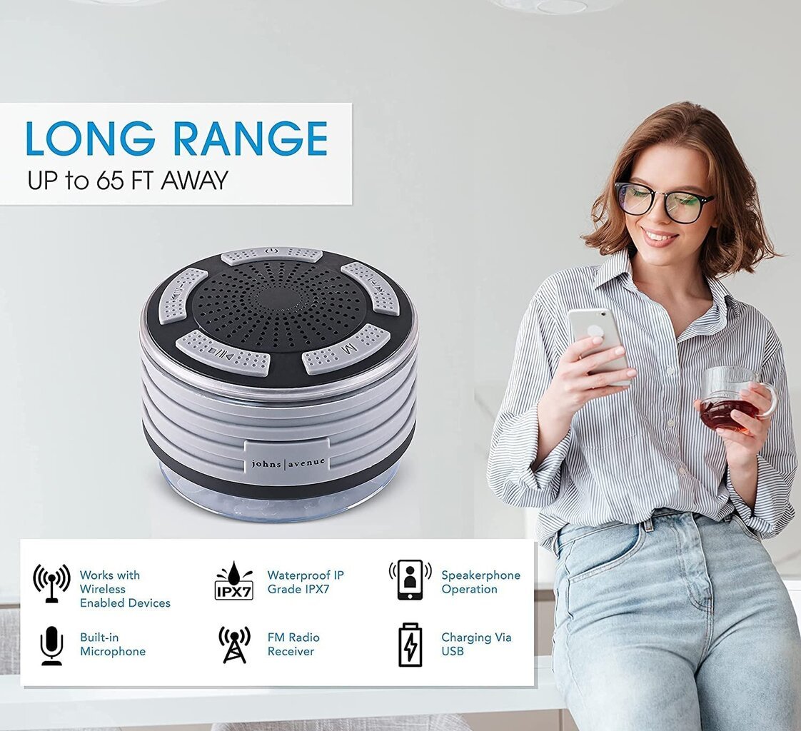 Langaton Bluetooth-kaiutin Johns Avenue, harmaa, 5W hinta ja tiedot | Kaiuttimet | hobbyhall.fi