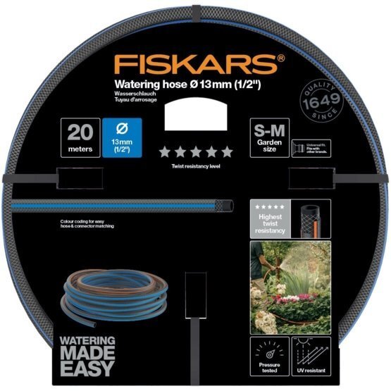 Puutarhaletku Fiskars Q5, 13mm (1/2 ”) 20 m hinta ja tiedot | Puutarhaletkut, kastelukannut ja muut kastelutarvikkeet | hobbyhall.fi