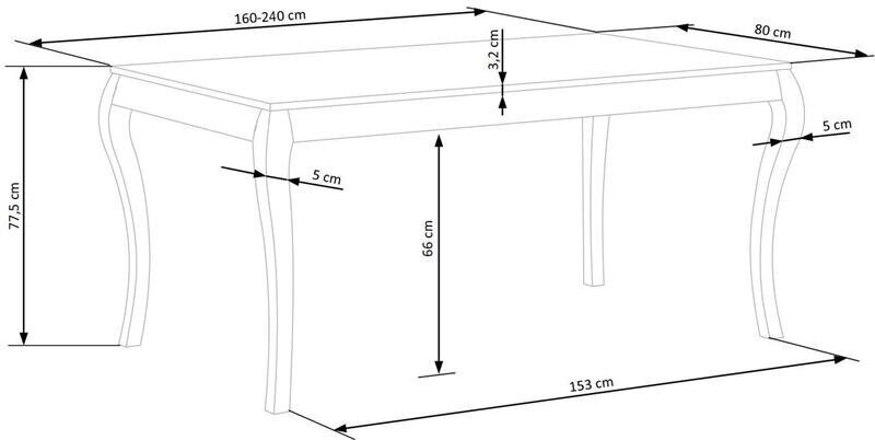 Stalas Halmar Windsor, valkoinen/ruskea hinta ja tiedot | Ruokapöydät | hobbyhall.fi