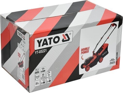 Ruohonleikkuri akulla YATO 36V = 2X18V YT-85221 hinta ja tiedot | Ruohonleikkurit | hobbyhall.fi