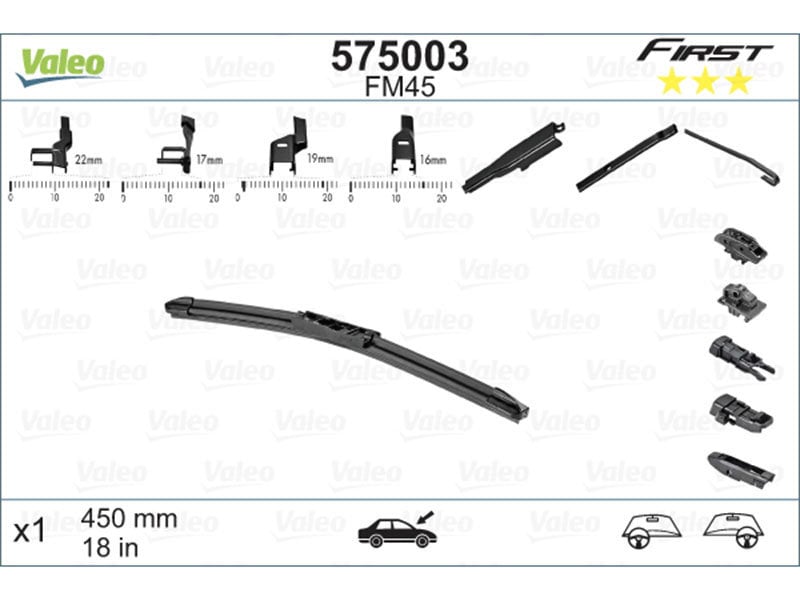 Pyyhin Valeo Multiconnection 450 mm hinta ja tiedot | Pyyhkijänsulat | hobbyhall.fi