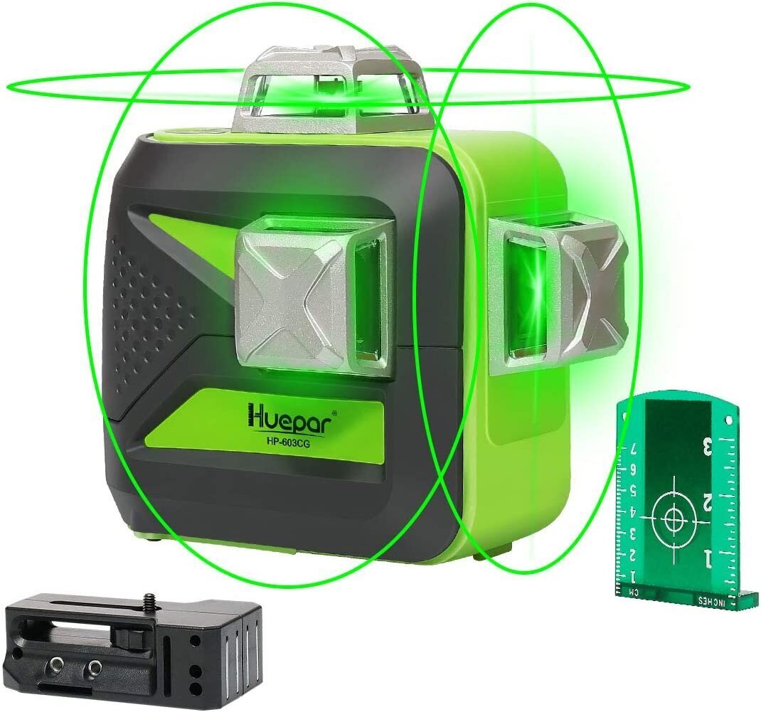 Lasertaso risteävillä viivoilla Huepar 603CG, vihreä hinta ja tiedot | Käsityökalut | hobbyhall.fi
