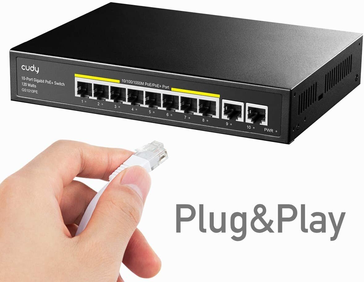 Cudy GS1010PE 8 Port Gigabit PoE Switch 120W hinta ja tiedot | Verkkokytkimet | hobbyhall.fi