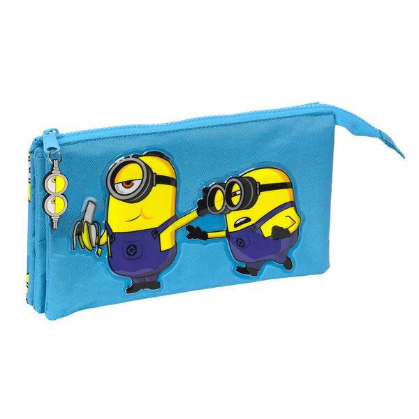 Penaali kolmella vetoketjulla Minions Minionstatic Blue (22 x 12 x 3 cm)