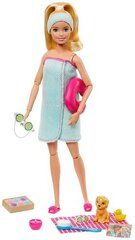 Mattel Barbie - Wellness Spa blondi nukke pentu ja 9 tarvikkeet (GJG55) hinta ja tiedot | Tyttöjen lelut | hobbyhall.fi