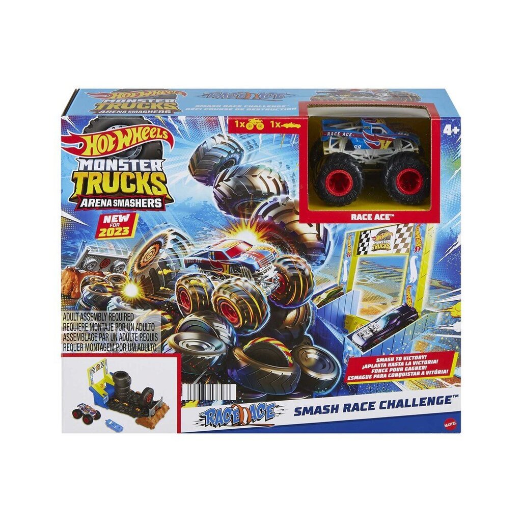 Mattel Hot Wheels Monster Trucks: Arena Smashers - Race Ace Smash Race Challenge (HNB89) hinta ja tiedot | Poikien lelut | hobbyhall.fi