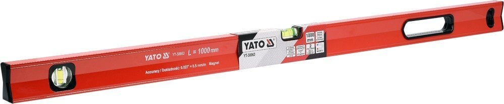 Yato YT-30063 -magneettinen vatupassi, alumiini, 100 cm, 2 L hinta ja tiedot | Käsityökalut | hobbyhall.fi