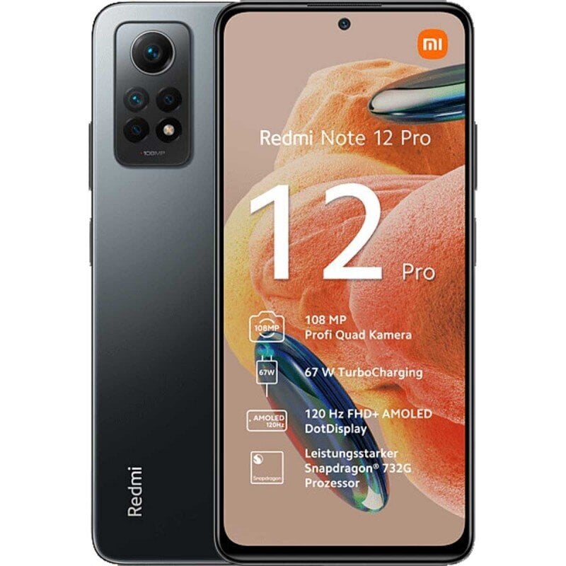 Xiaomi Redmi Note 12 Pro 8/256GB Graphite Gray MZB0DEIEU hinta ja tiedot | Matkapuhelimet | hobbyhall.fi