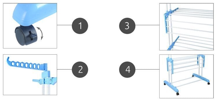 Kolmitasoinen pyykinkuivausteline pyörillä, 75 x 50 x 168 cm hinta ja tiedot | Kuivaustelineet ja tarvikkeet | hobbyhall.fi