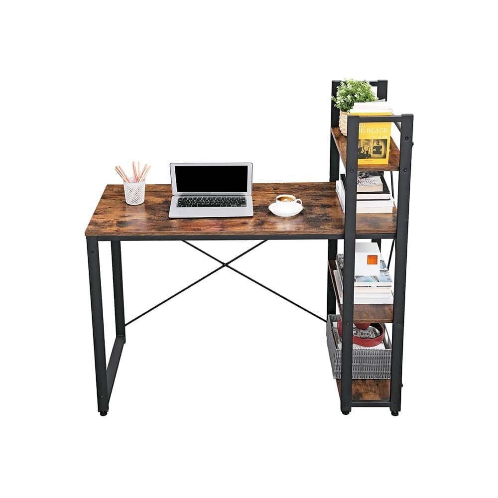 Tietokonepöytä 120 cm pitkä vintage ruskea musta hinta ja tiedot | Tietokonepöydät ja työpöydät | hobbyhall.fi