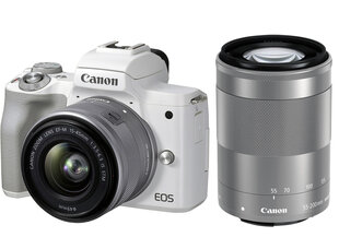 Canon Canon EOS M50 Mark II 15-45 IS STM + 55-200 IS STM (valkoinen) hinta ja tiedot | Kamerat | hobbyhall.fi
