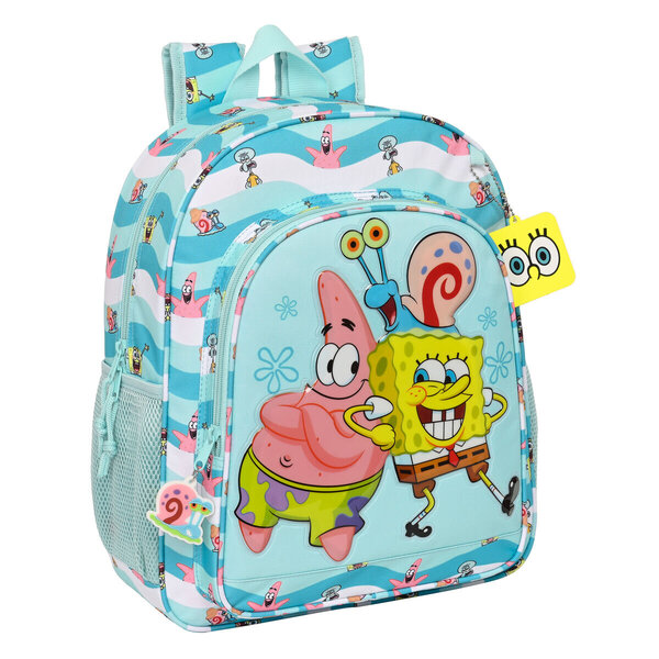 Koulureppu Spongebob Stay positive Sininen Valkoinen (32 x 38 x 12 cm)