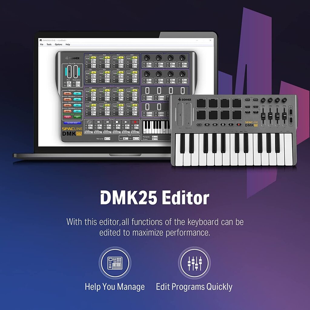 Donner DMK 25 MIDI-ohjain hinta ja tiedot | Kosketinsoittimet | hobbyhall.fi