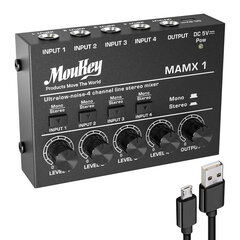 Moukey Mamx1 4-kanavainen DJ-mikseri hinta ja tiedot | Soittimien lisätarvikkeet | hobbyhall.fi