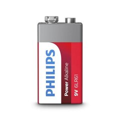 Paristo PHILIPS Power Alkaline 9V/6LR61 hinta ja tiedot | Paristot | hobbyhall.fi