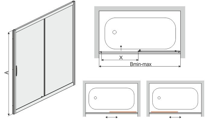 Kylpyammeen seinä Sanplast TX D2-W/TX5b 120s, profiili manhatan, koristeltu lasi W15 hinta ja tiedot | Kylpyhuonetarvikkeet | hobbyhall.fi