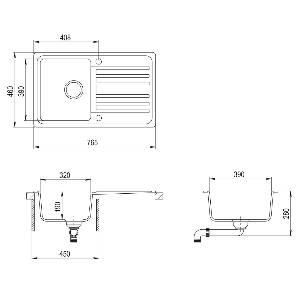 Aquasanita Notus SQ101, Keinotekoinen graniittinen tiskiallas, 120 Cerrus hinta ja tiedot | Keittiöaltaat | hobbyhall.fi