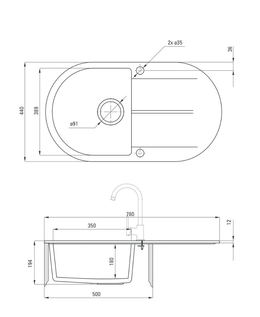 Deante Graniitti Keittiön työtaso Piva ZQI 711B, hiekka hinta ja tiedot | Keittiöaltaat | hobbyhall.fi