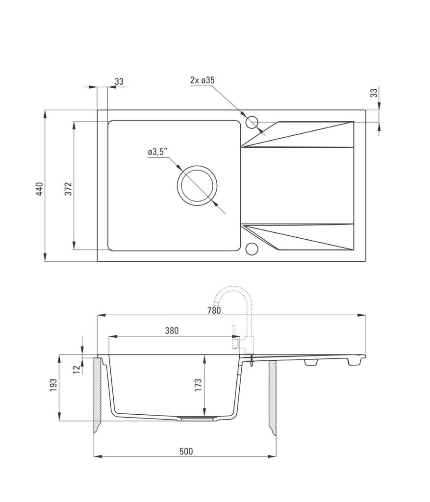 Graniittitiskiallas, Deante Evora ZQJ G11A, Graphite hinta ja tiedot | Keittiöaltaat | hobbyhall.fi