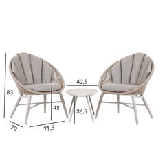 Shelly-pihakalustesarja, sis. sohvapöydän ja 2 tuolia, harmaa hinta ja tiedot | Puutarhakalusteet | hobbyhall.fi