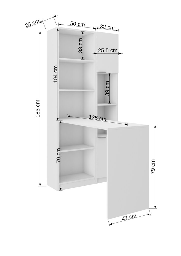 ADRK Furniture Paul II -kirjoituspöytä + 2 x hylly, tammi hinta ja tiedot | Tietokonepöydät ja työpöydät | hobbyhall.fi