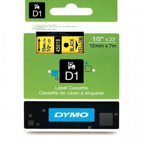 Dymo teippi D1 12mmx7m musta/col. 45018/5 hinta ja tiedot | Tulostustarvikkeet | hobbyhall.fi