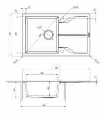 Deante graniittinen keittiöallas Deante Andante Flush ZQN T11F, Antrasiitti hinta ja tiedot | Keittiöaltaat | hobbyhall.fi