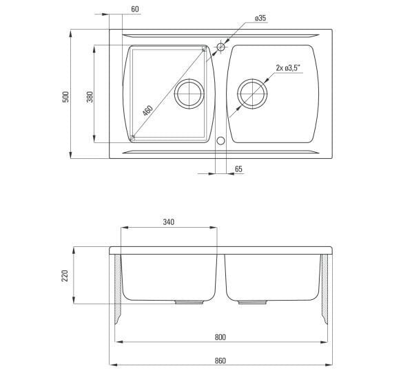 Deante Lusitano ZCL 620N -tiskiallas, valkoinen hinta ja tiedot | Keittiöaltaat | hobbyhall.fi