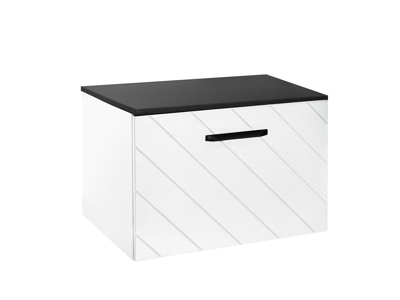 Besco Floo 120 kylpyhuonekaappi ohuella mustan värisellä työtasolla, valkoinen/musta hinta ja tiedot | Kylpyhuonekaapit | hobbyhall.fi