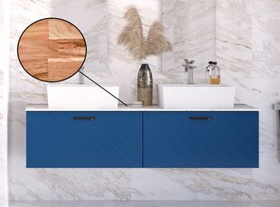 Kaksinkertainen kylpyhuonekaappi Besco Floo 120 tammityötasolla, sininen/musta hinta ja tiedot | Kylpyhuonekaapit | hobbyhall.fi