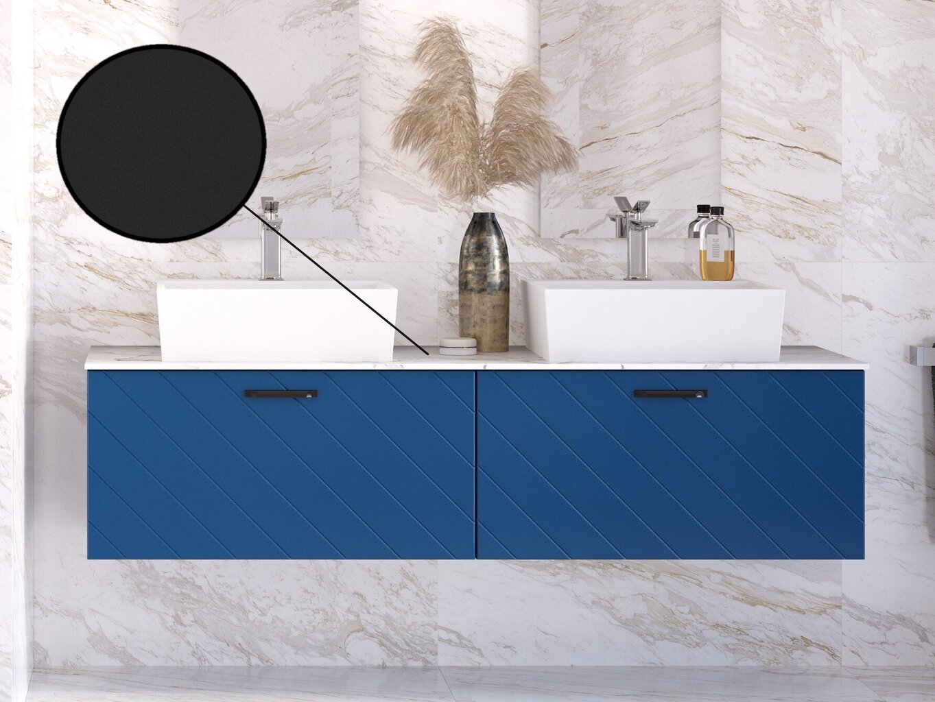 Besco Floo 120 kylpyhuonekaappi ohuella mustan värisellä työtasolla, mustan /kullan värinen hinta ja tiedot | Kylpyhuonekaapit | hobbyhall.fi