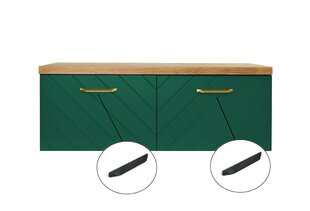 Kaksinkertainen kylpyhuonekaappi Besco Floo 120 tammityötasolla, vihreä/musta hinta ja tiedot | Kylpyhuonekaapit | hobbyhall.fi