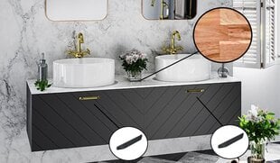 Besco Floo 160 Kylpyhuonekaappi tammisella työtasolla, musta hinta ja tiedot | Kylpyhuonekaapit | hobbyhall.fi