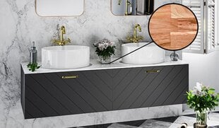 Besco Floo 160 Kylpyhuonekaappi tammisella työtasolla, mustan /kultaisen värinen hinta ja tiedot | Kylpyhuonekaapit | hobbyhall.fi