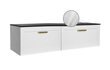 Kaksinkertainen kylpyhuonekaappi Besco Dexa 120 ohuella marmorisella työtasolla ja kullanvärisillä kahvoilla, valkoinen hinta ja tiedot | Kylpyhuonekaapit | hobbyhall.fi