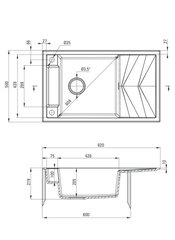 Graniittinen tiskiallas magneeteilla Magnetic ZRM A113, Alabasteri hinta ja tiedot | Keittiöaltaat | hobbyhall.fi