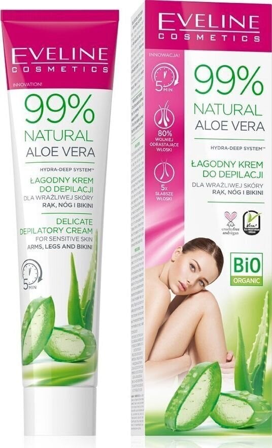 Eveline 99 % luonnollinen karvanpoistovoide Aloe Vera, 125 ml hinta ja tiedot | Karvanpoistoaineet | hobbyhall.fi