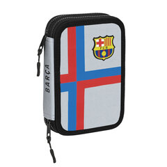 Kaksinkertainen kynäkotelo F.C. Barcelonan harmaa (13,5 x 20,5 x 4,5 cm) (34 kpl, osat) hinta ja tiedot | Penaalit | hobbyhall.fi