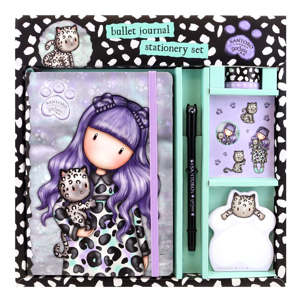 Toimistotarvikesarja Gorjuss Smitten Kitten Purple Black White hinta ja tiedot | Vihkot, muistikirjat ja paperit | hobbyhall.fi